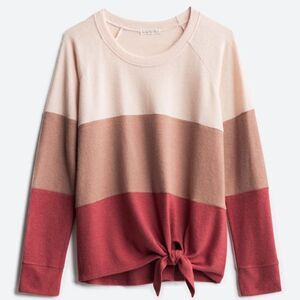 Nine Britton Araya Tie Front Brushed Knit Long Sleeve Top Size XS